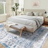 9'x12' Washable Floral Living Room Rugs, Distressed Chenille Non Slip Bedroom Carpet, Retro Accent Large Throw Rugs for Dining Room Kitchen, Blue - 4 of 4