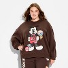 Women's Mickey Mouse OS Fleece Graphic Pullover Sweatshirt - Brown - 2 of 3