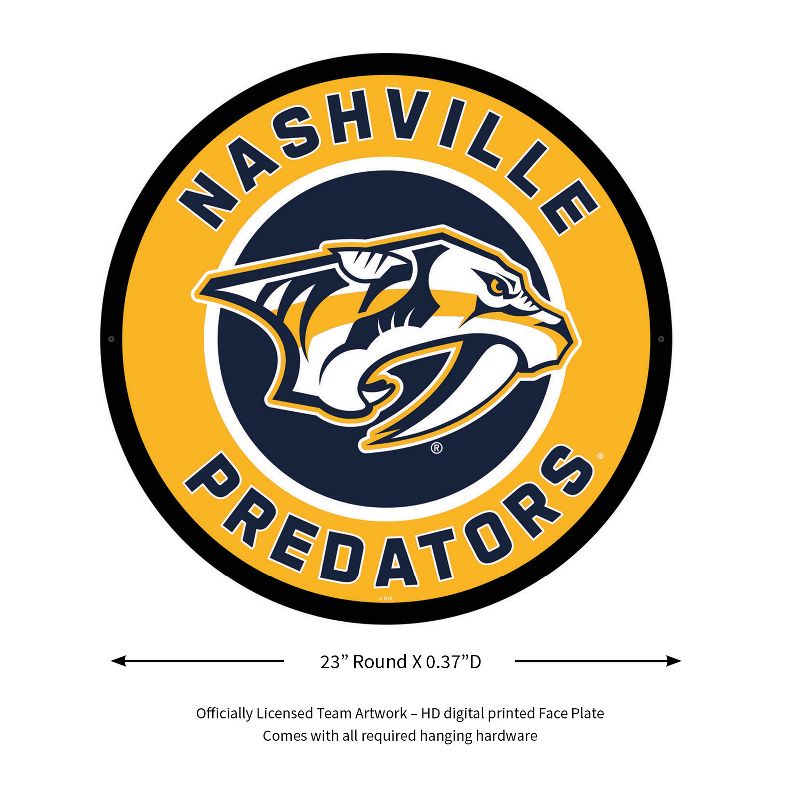 Evergreen Ultra-Thin Edgelight LED Wall Decor, Round, Nashville Predators- 23 x 23 Inches Made In USA, 2 of 7