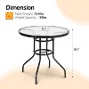 VINGLI Patio Table with Umbrella Hole, 32" Outdoor Dining Table Steel Tempered Glass Patio Tables Round Outdoor Tables for Balcony Garden Deck - 3 of 4