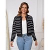 Coolmee Womens Striped Cardigan Casual Long Sleeve Open Front Button Down Knit Fall Sweaters Coat - 2 of 4
