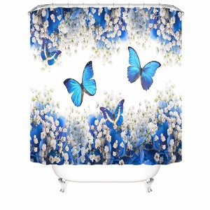 Beautiful Blue Butterfly Shower Curtains for Bathroom Waterproof Fabric Bath Curtain Durable Soft Stylish Bathroom Decor 72x72 Inch - 1 of 1