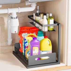 VUSIGN Under Kitchen Sink Organizer 2 Tier, Pull Out Under Sink Organizers and Storage, Bathroom Cabinet Kitchen Storage Shelf - 1 of 4