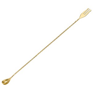 Unique Bargains Stainless Steel Long Handle Spiral Pattern Cocktail Spoon - 1 of 4