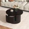 Okak Natural Farmhouse Coffee Table with Storage, 2-Tier Center Table Side Tables with Half Open Compartment for Living Room Bedroom - 2 of 4