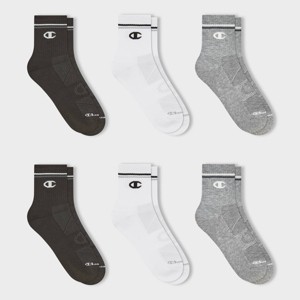 Champion All Sport Performance Mid Crew Socks 3pk - Black/White/Gray - 1 of 4