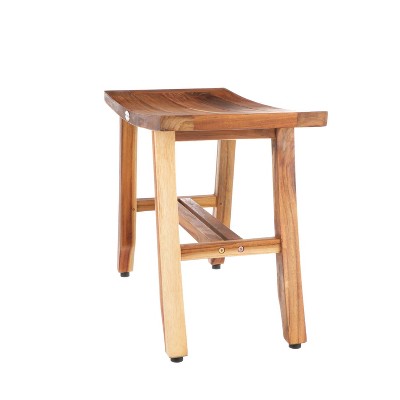 24" Teak Wood Shower Bench with Crossbar