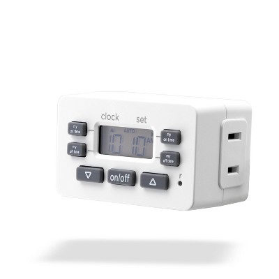 Clear Power CP50010 Indoor Digital Timer – Dual Pack, 1 Polarized Outlet, White EZ Timer