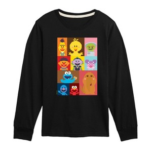 Boys' - Sesame Street - Kawaii Character Grid Long Sleeve Graphic T-Shirt - 1 of 3