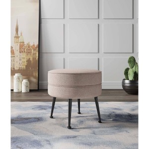 Manhattan Comfort Bailey Woven Polyester Blend Upholstered Ottoman - 1 of 4