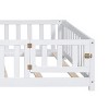 TopComfy Beds Full Size Floor Platform Bed with Fence and Door Floor Bed Frame with Support Slats Bed for Kids, White, 77.76"*17.52"*6.3" - 4 of 4