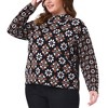 Women's Plus Size Floral Print Mock Neck Long Sleeve Casual Fall Winter Sweater - Agnes Orinda - 2 of 4