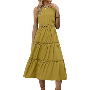 knee length dresses for ladies Golden Bloom Yellow Floral Boho Maxi Dress