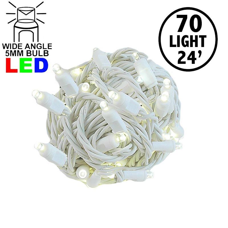 Novelty Lights LED Christmas String Lights 70 Mini Bulbs (Green Wire, 24 feet), 2 of 9