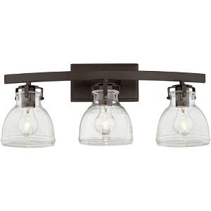 Possini Euro Design Bellis Modern Industrial Wall Light Bronze Brown Hardwire 23 1/2" 3-Light Fixture Clear Glass Shade for Bedroom Bathroom Vanity - 1 of 4