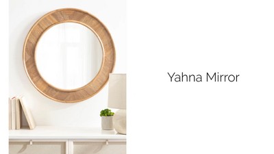 28" Natural Brown Mango Wood Round Wall Mirror