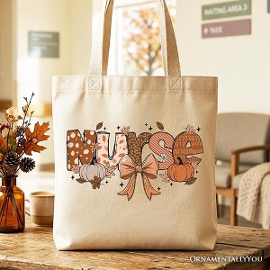 Nurse Coquette Autumn Tote Bag, Cozy Fall Pumpkins for Nurses