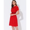 INSPIRE CHIC Women's Peter Pan Collar Tie Neck Short Sleeve A-Line Elegant Belted Floral Dress - 3 of 4