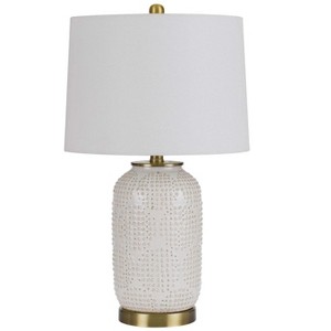Cal Lighting 24" Height Sedalia Ivory and Antique Brass Ceramic Table lamp - 1 of 4