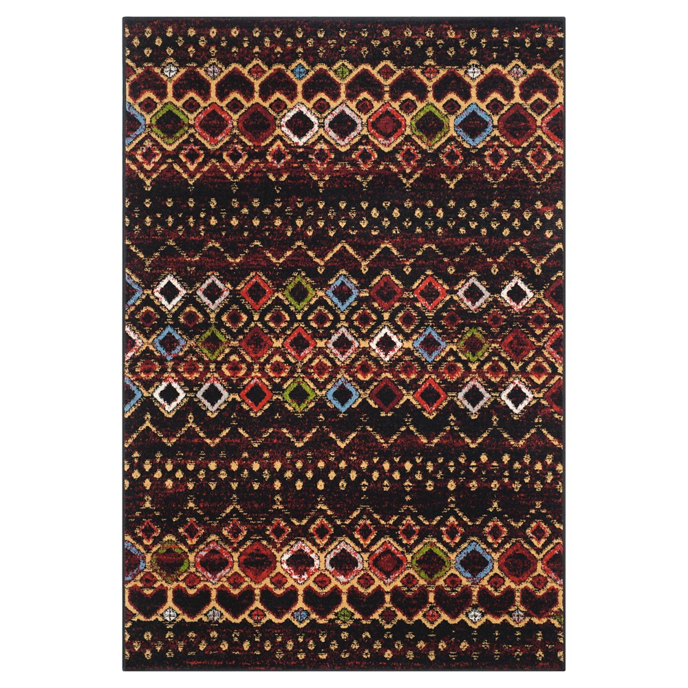 4'x6' Harry Loomed Geometric Area Rug Black/Multi - Safavieh