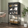 Munora 60"H Metal Storage Cabinet - Tempered Glass Doors, Anti-Tip Design, Modern Sideboard/Buffet/Bookcase for Home Office/Living Room (Black) - 4 of 4