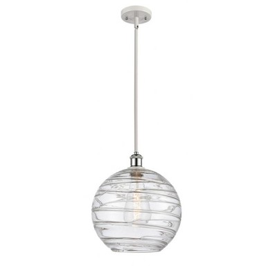 Athens Deco Swirl - 1 Light Stem Hung Mini Pendant In Industrial Style-15 Inches Tall and 12 Inches Wide