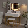 Vanity Desk with Mirror and Lights, Makeup Table with Storage Drawers and Charging Station, Girls Dressing Table for Bedroom, Available in 3 Colors - 2 of 4