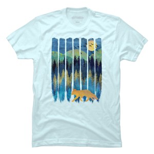 Men's Design By Humans Fox Forest Night By Maryedenoa T-Shirt - 1 of 3