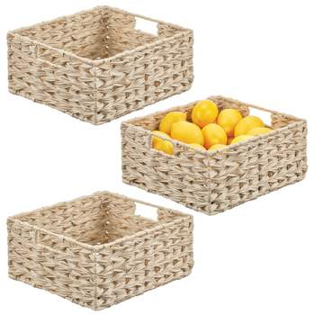 Mdesign Woven Farmhouse Kitchen Pantry Food Storage Basket Box, 3 Pack,  White, 12 X 9 X 6 : Target