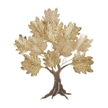 46"x39" Metal Tree Textured Wall Decor with Cutout Details Gold - Olivia & May