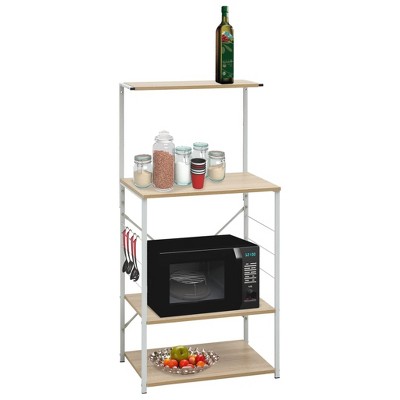 vidaXL Microwave Cabinet White and Oak 23.6 in.x15.6 in.x48.4 in. Engineered Wood
