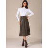 INSPIRE CHIC Women's Vintage High Waist A Line Faux PU Leather Midi Skirts - 2 of 4