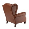 Amanda 33" Wide Genuine Leather Wingback Armchair with Solid Tapered Wood Legs and Nailhead Trim| ARTFUL LIVING DESIGN - 4 of 4