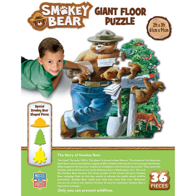 MasterPieces Kids Jigsaw Puzzle - 36 Piece Smokey Bear Jumbo Floor Puzzle, 4 of 6