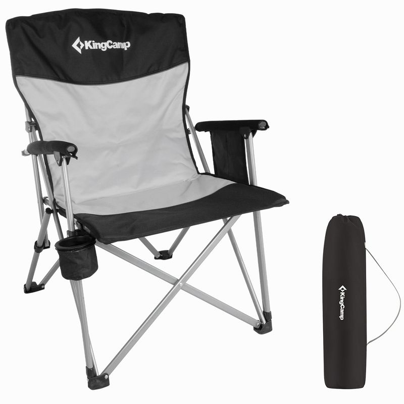 KingCamp Padded Outdoor Folding Lounge Chair Swiveling Cupholder, Side Pocket, and Carry Bag for Camping, Sporting Events, and Tailgating, 1 of 9