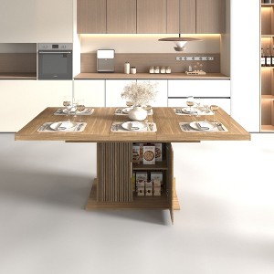 PAGED Extendable Dining Table for 6/10 Person, Wooden Kitchen Table with Sturdy Pedestal Base for Living Room, Dining Room, 62.99" to 78.74" - 1 of 4