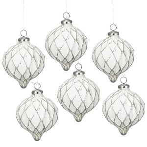 Whisen D3.9X4.3"H Christmas Ball Ornaments, Glass Decorative Hanging Ball Christmas Tree Ornaments, Set of 6 - 1 of 4