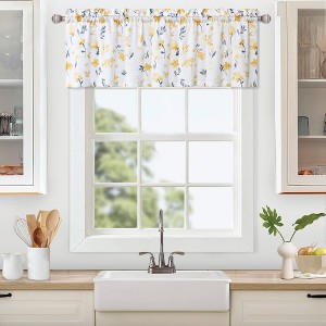 Farmhouse Watercolor Floral Flower Leaf Design Kitchen Curtains for Cafe Bathroom - 1 of 4