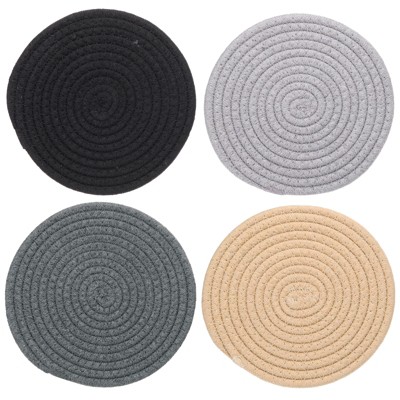 Unique Bargains Indoor Cotton Rope Non-slip Plant Coasters 4 Pcs