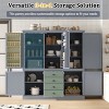 Farmhouse Kitchen Pantry with Upper and Lower Cabinets,Adjustable Shelves,4 Drawers,Freestanding Storage Cupboard for Dining Room-The Pop Home - 2 of 4