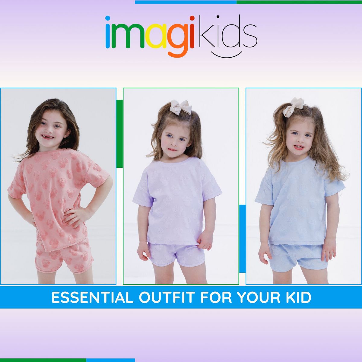 Disney Minnie Mouse Girls' Loop Terry T-Shirt and Shorts Set Little Kid to Big Kid - thumbnail 3