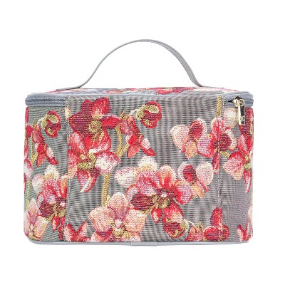 Signare USA Orchid Toiletry Grey Pink Vanity Bag