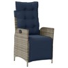 vidaXL 7 Piece Patio Dining Set with Cushions Gray Poly Rattan - 63" Table Length Sharp Leg 6 Items - 3 of 4