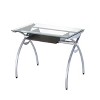 Contemporary Clear Glass Top Computer Desk with Pull Out Keyboard Panel Clear - Techni Mobili: Curved Steel Frame, Mahogany Veneer, Home Office - 3 of 4