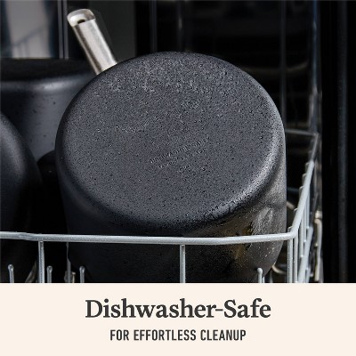 3.5-Quart Black Aluminum Nonstick Saucier with Lid