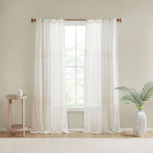 Yarn Dye Sheer Curtain Panel Pair(2 Pcs Window Panels) - 1 of 4