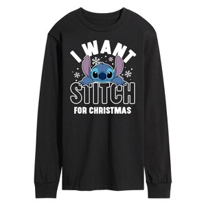 Men's - Lilo and Stitch - I Want A Stitch For Christmas Long Sleeve Graphic T-Shirt - 1 of 4