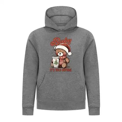 Everyday Kids Christmas Collection Baby It’s Cold Outside Pullover Hoodie – Holiday Sweatshirt - Charcoal Gray