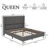 Full/Queen/King Size Bed Frame, Upholstered Platform Velvet Bed Frame with Vertical Channel Tufted Wingback Headboard - 2 of 4