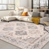 Area Rug Retro Boho Pattern Washable Ultra-Thin Non Slip Living Room Dining Bedroom & Office Dark Green - 4 of 4
